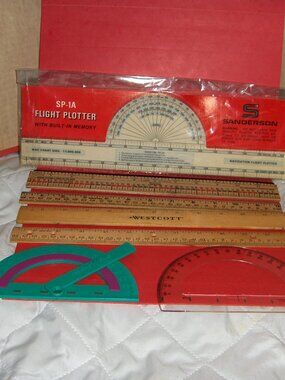 Vintage Wood Rulers, Flight Plotter, etc.
